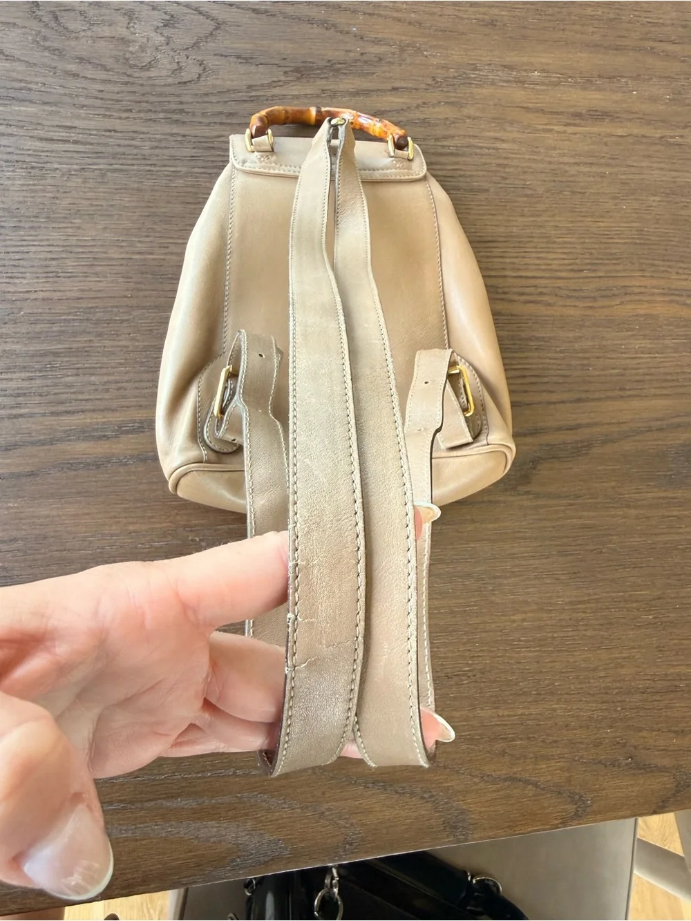 Gucci Tan Bamboo-Accent Mini Backpack